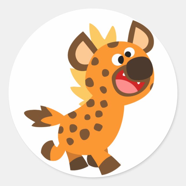 Rond Sticker Hyena pour petit dessin mignon (Devant)