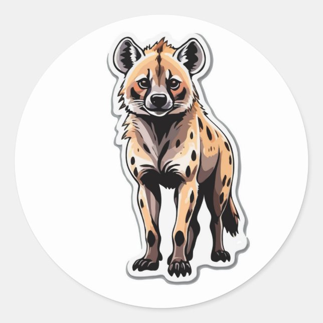 Rond Sticker Hyena tacheté - Libérez la faune (Devant)