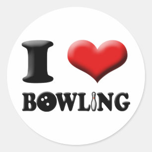Rond Sticker I Heart Bowling