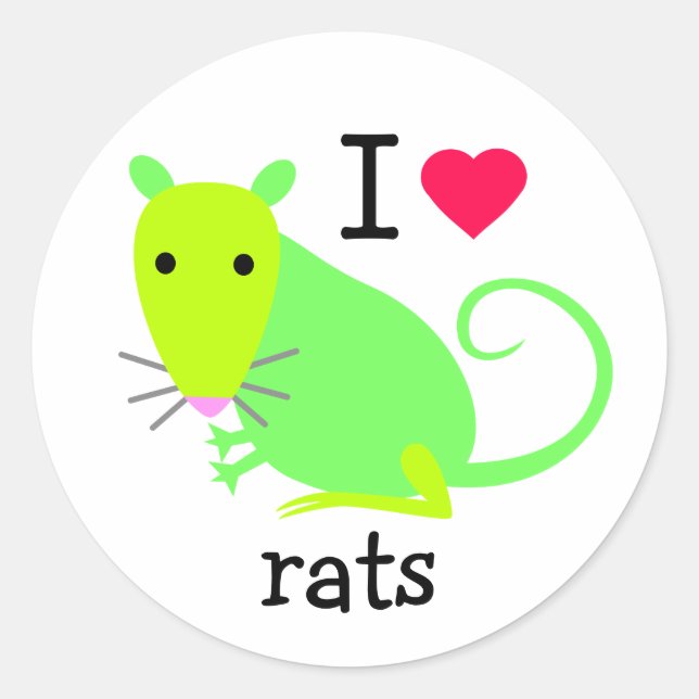 Rond Sticker I Heart Rats (Devant)