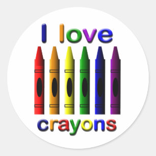 Rond Sticker I Love Crayons