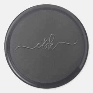 Rond Sticker initial de cire noire cursive