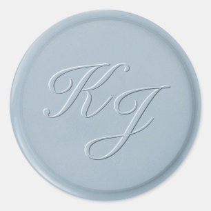 Rond Sticker initial en cire bleue Dusty