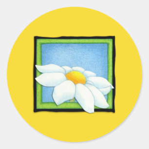 Rond Sticker jaune marguerite