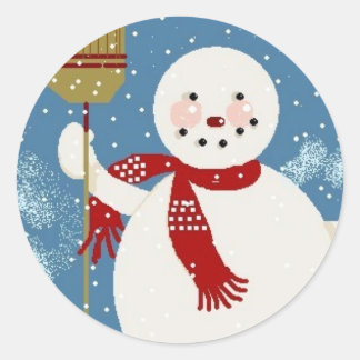 Rond Sticker Jolly Snowman
