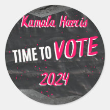 Sticker Kamala Harris. Foncé avec police rose.