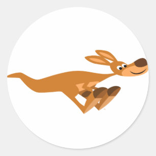Rond Sticker Kangaroo Carton Rapide