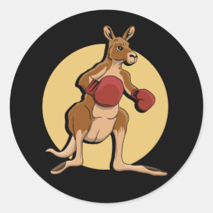 Rond Sticker Kangaroo Classic Round Boxe