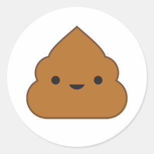 Rond Sticker Kawaii Poop