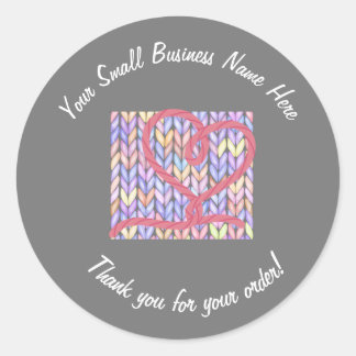Rond Sticker Knit Yarn Heart Merci pour petites entrepr