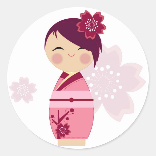 Rond Sticker Kokeshi Sakura (Devant)