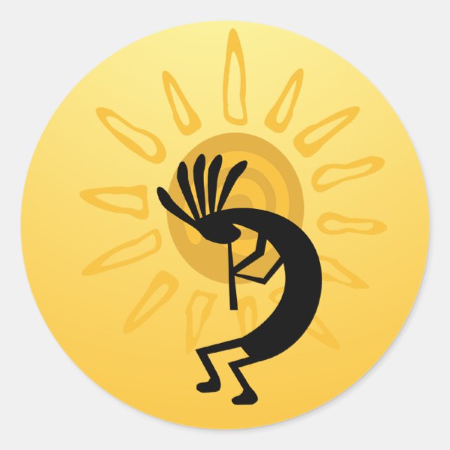 Rond Sticker Kokopelli Gold Sun 3" (Devant)