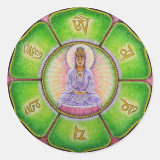 Rond Sticker Kuan Yin "Om Mani Padme Hum"