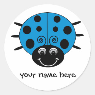Rond Sticker Ladybug bleu personnalisé