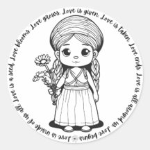 Sticker "L'amour est" pour fille avec marguerites