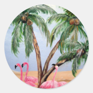Rond Sticker "Les Flamants roses de Floride"