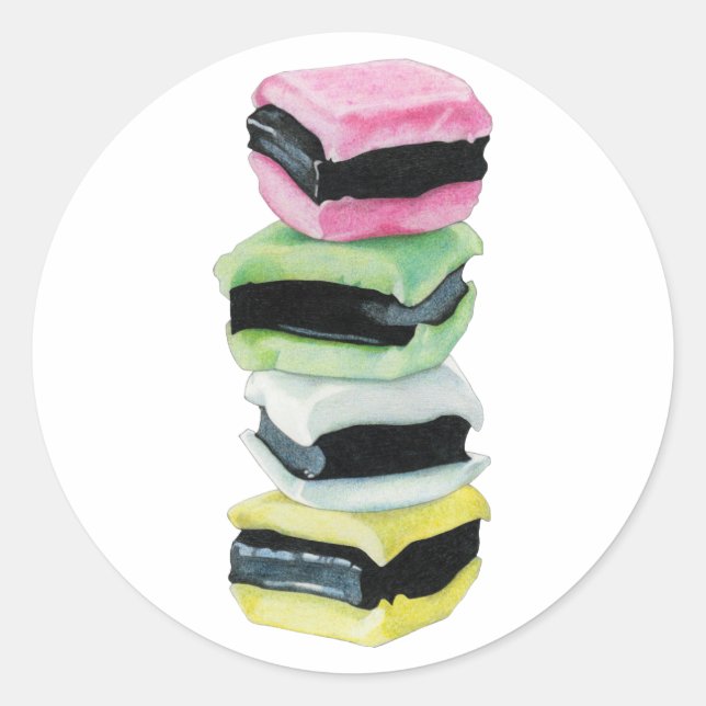 Rond Sticker Licorice Allsort (Devant)