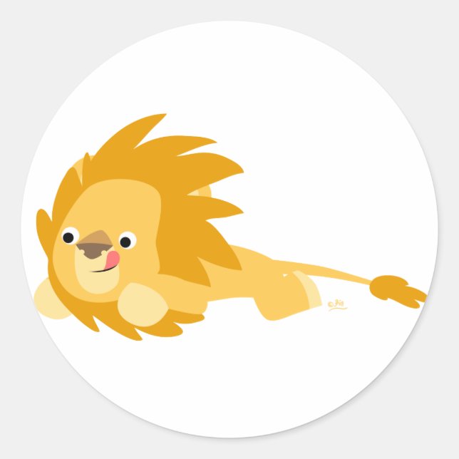 Rond Sticker Lion Cartoon Bouncon Cute (Devant)