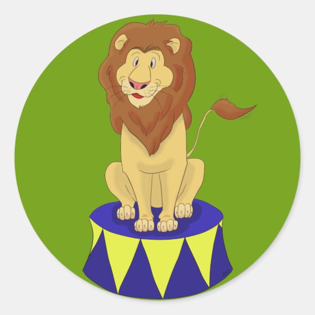 Rond Sticker Lion Cartoon Circus (Devant)