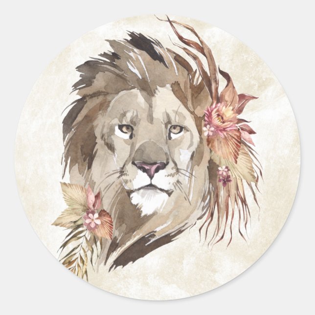 Rond Sticker Lion Floral (Devant)