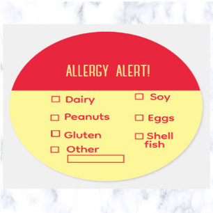 Rond Sticker Liste modifiable des alertes d'allergie