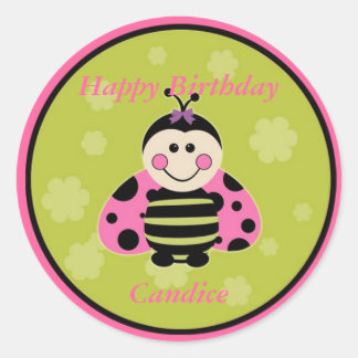 Rond Sticker Little Pink Ladybug