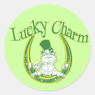 Rond Sticker Lucky Charm Leprechaun
