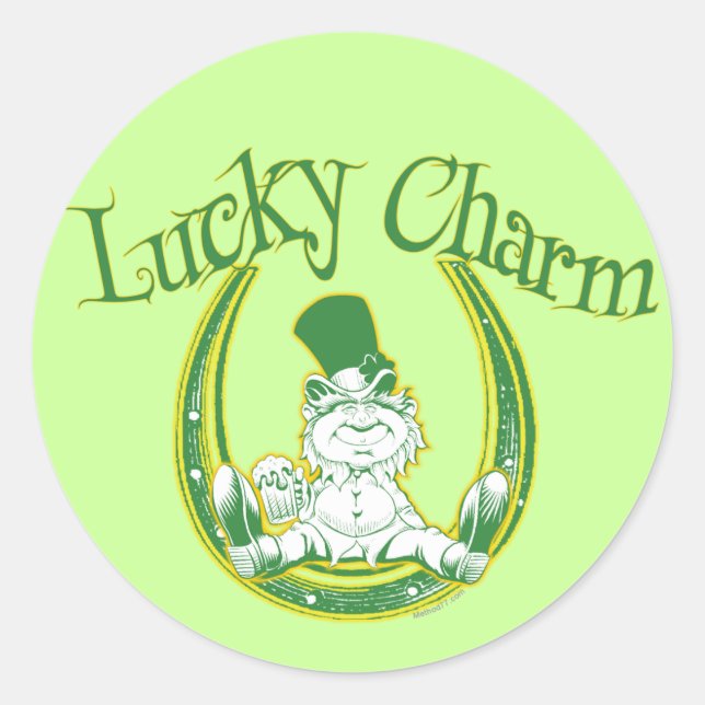 Rond Sticker Lucky Charm Leprechaun (Devant)