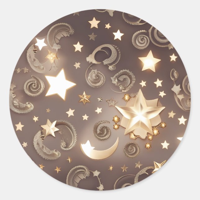 Rond Sticker – Luxury Champagne Gold Celestial (Devant)