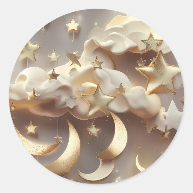 Rond Sticker – Luxury Creamy Celestial Moon (Devant)