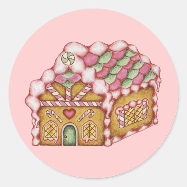 Rond Sticker Maison en pain d'épice de Noël (Devant)