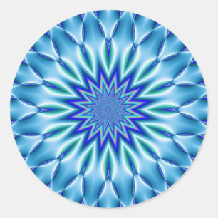 Rond Sticker Mandala bleu