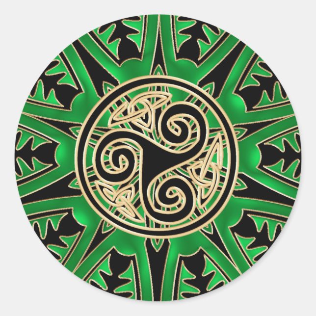 Rond Sticker Mandala Celtic Vert (Devant)