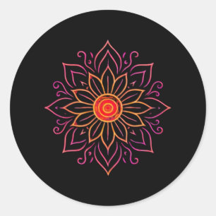 Rond Sticker Mandala Cosmic Neon   Glo Vintage éthéré