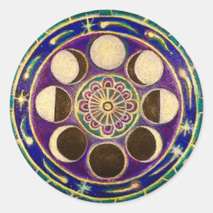 Rond Sticker Mandala Cycle Moon