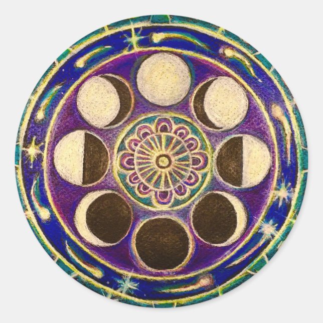 Rond Sticker Mandala Cycle Moon (Devant)