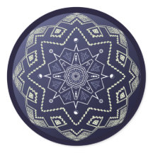 Sticker Mandala de la sphère de porcelaine bleue