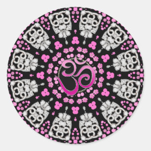 Rond Sticker Mandala Diamond Rose Om