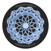 Sticker Mandala Rose - Bleu sur Noir