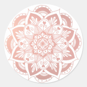 Rond Sticker Mandala rose Gold Flower