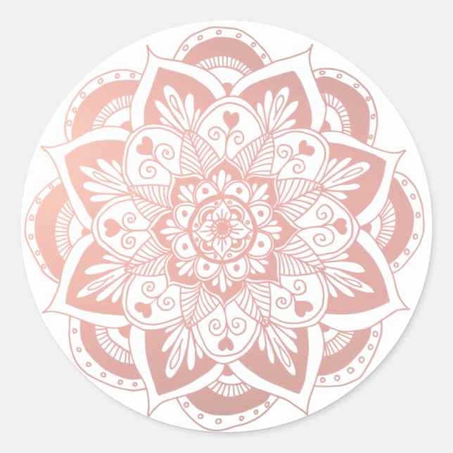Rond Sticker Mandala rose Gold Flower (Devant)