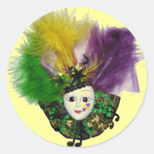 Rond Sticker Mardi Gras Mask