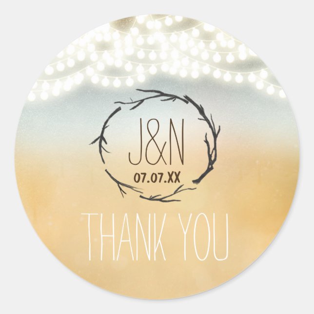 Rond Sticker Mariage à chaîne de courroie rustique (Devant)