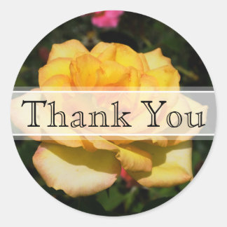 Rond Sticker Mariage à fleurs de rose jaune