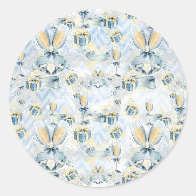 Rond Sticker mariage avec Champaigne et Présents (Devant)