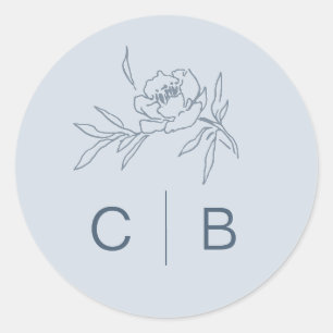 Rond Sticker Mariage bleu Dusty