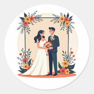 Rond Sticker Mariage Bliss nuptiale
