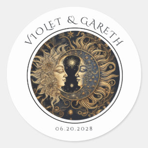 Rond Sticker Mariage céleste Sun Moon