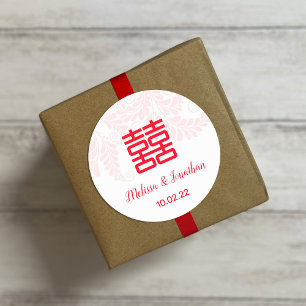 Rond Sticker Mariage chinois double bonheur