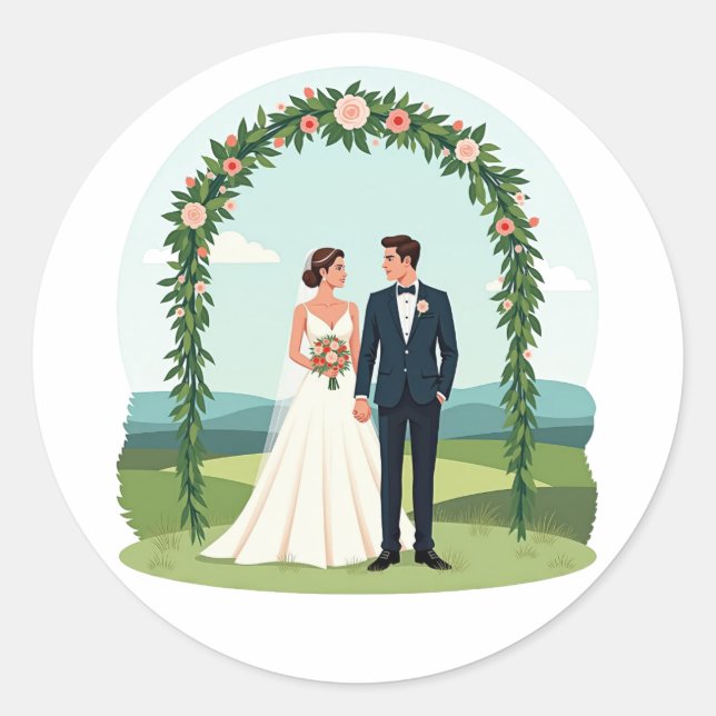 Rond Sticker Mariage Couples (Devant)